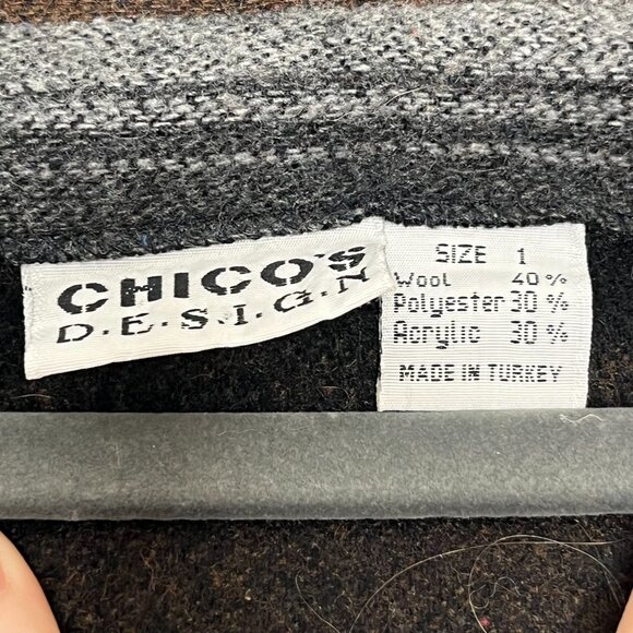 Chico's Vintage Wool Blend South Western Aztec Stripe Vest Tassels Buttons  1 S - Picture 3 of 5